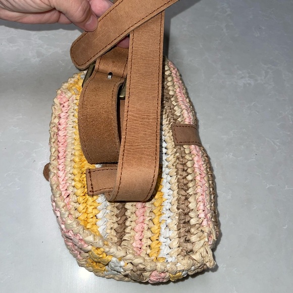 EUC SUNDANCE Anabaglish Catalonia Straw Belt Bag Striped Multi Fanny Sling - Picture 4 of 8